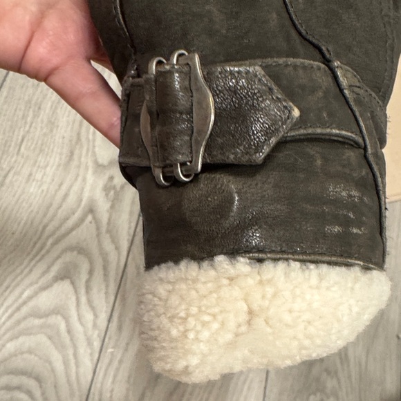 VINTAGE Women's Shearling Collar Leather Jacket Sz L - Picture 5 of 6